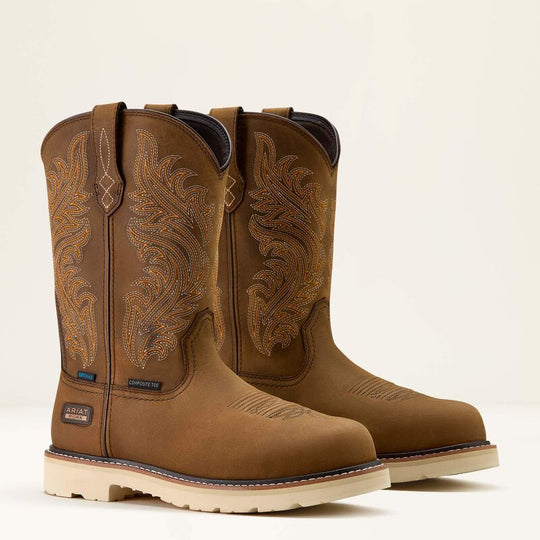 Ariat Men's Activator Argo 11" Round Toe Composite Toe Waterproof Slip Resistant Work Boot - Distressed Brown - 10063861 7 / Medium / Distressed Brown - Overlook Boots
