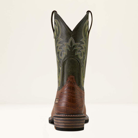 Ariat Men's Ironside Square Toe Steel Toe 11" Slip Resistant Western Work Boot - Bravo Brown - 10063891 - Overlook Boots