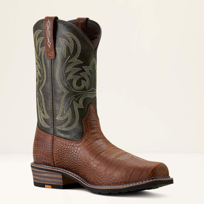 Ariat Men's Ironside Square Toe Steel Toe 11" Slip Resistant Western Work Boot - Bravo Brown - 10063891 - Overlook Boots