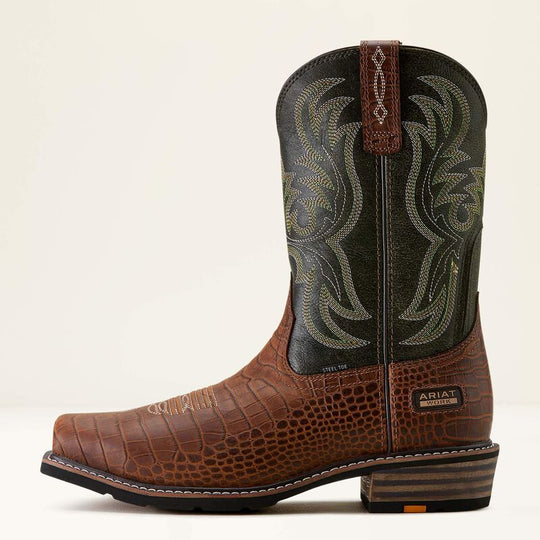Ariat Men's Ironside Square Toe Steel Toe 11" Slip Resistant Western Work Boot - Bravo Brown - 10063891 - Overlook Boots