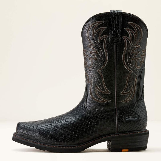 Ariat Men's Ironside Square Toe Steel Toe 11" Slip Resistant Western Work Boot - Black Dragon - 10063892 - Overlook Boots