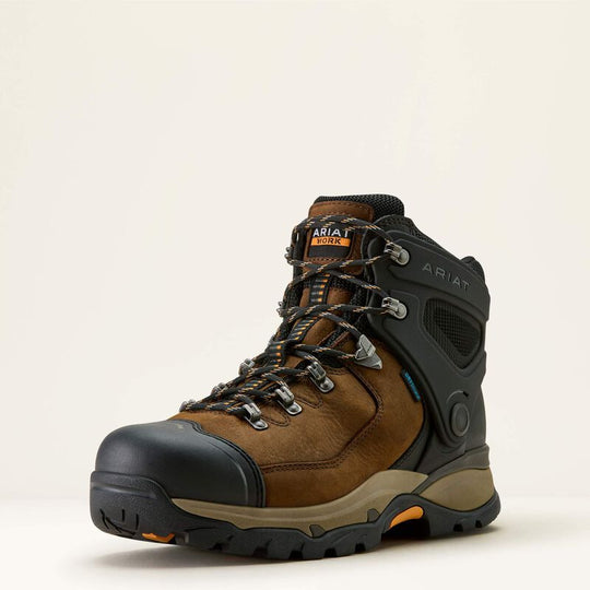 Ariat Men's Endeavor 6" Round Toe Waterproof Slip Resistant Work Boot - Rich Brown - 10063977 - Overlook Boots