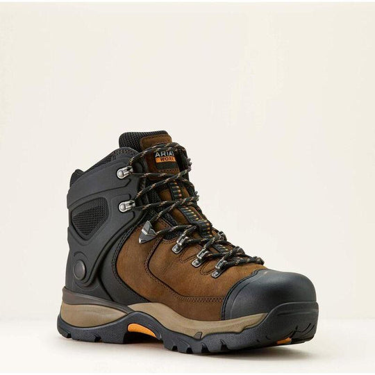 Ariat Men's Endeavor 6" Round Toe Waterproof Slip Resistant Work Boot - Rich Brown - 10063977 7 / Medium / Brown - Overlook Boots