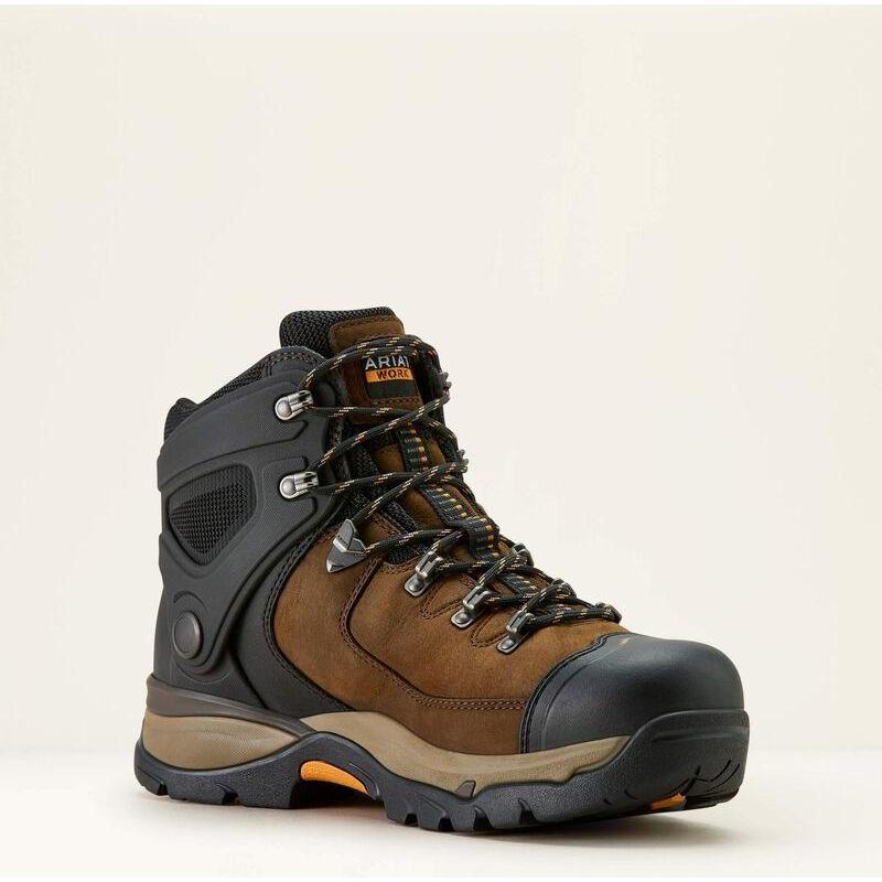 Ariat Men's Endeavor 6" Round Toe Waterproof Slip Resistant Work Boot - Rich Brown - 10063977 7 / Medium / Brown - Overlook Boots