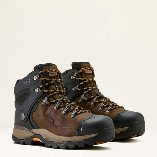 Ariat Men's Endeavor 6" Carbon Toe Waterproof Work Boot - Brown - 10063978 7 / Medium / Brown - Overlook Boots