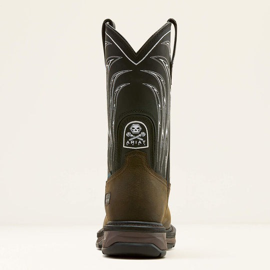 Ariat Men's WorkHog XT Bolt Skull Waterproof Wide Square Toe Carbon Toe Work Boot - Brown - 10074207 - Overlook Boots