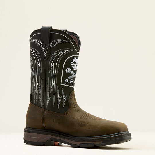 Ariat WorkHog XT Bolt Skull Bota de Trabajo para Hombre, Impermeable, Punta Cuadrada Ancha, Punta Suave - Café - 10074286 - Imagen 3