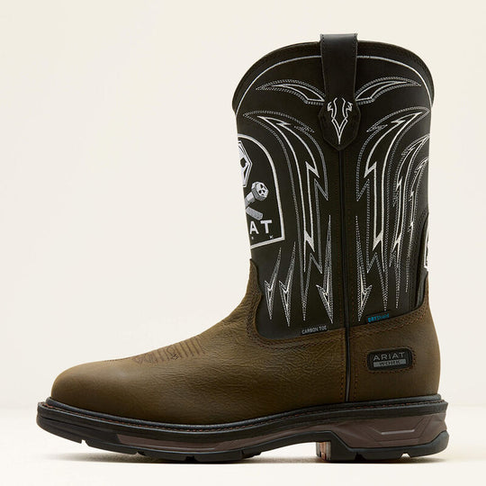 Ariat WorkHog XT Bolt Skull Bota de Trabajo para Hombre, Impermeable, Punta Cuadrada Ancha, Punta Suave - Café - 10074286 - Imagen 4