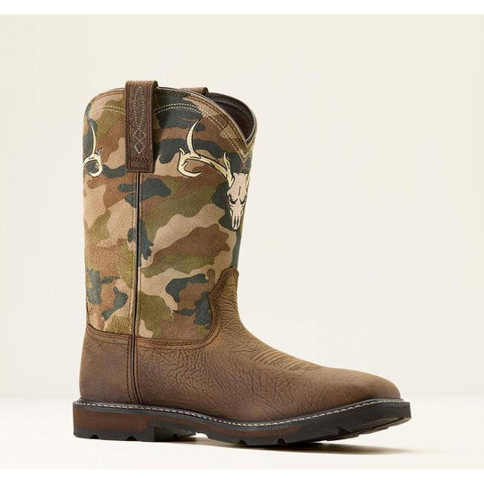 Ariat Men's Groundbreaker 11" Square Toe Waterproof Work Boot- Brown- 10074287 7 / Medium / Brown - Overlook Boots