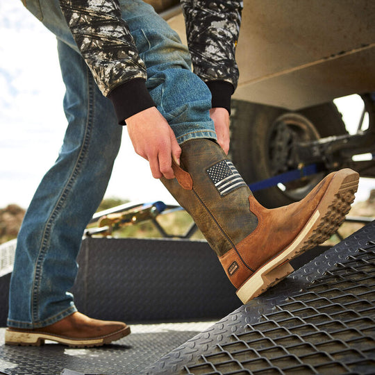 Ariat Men's Activator Patriot Wide Square Toe Work Boot - Brown - 10079675 - Overlook Boots