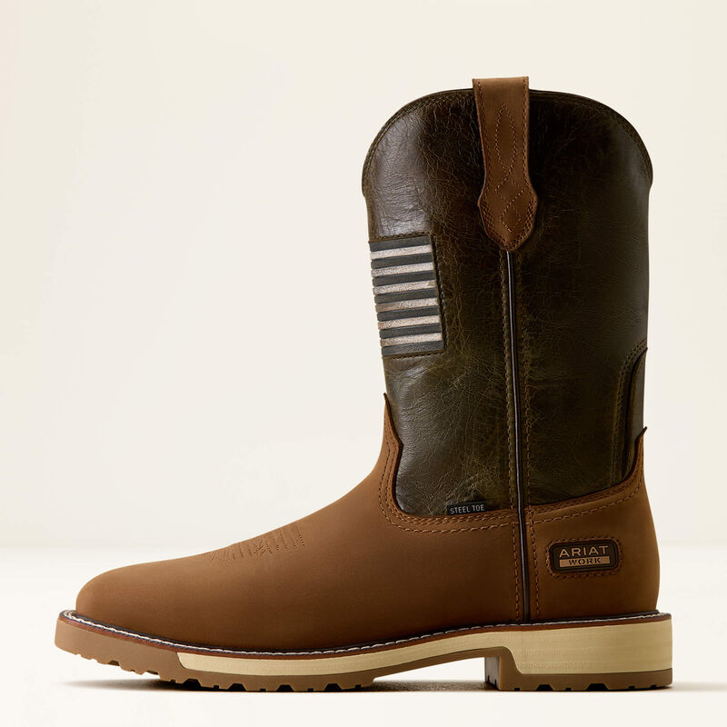Ariat Men's Activator Patriot Wide Square Toe Steel Toe Work Boot - Brown - 10080468 7 / Medium / Brown - Overlook Boots