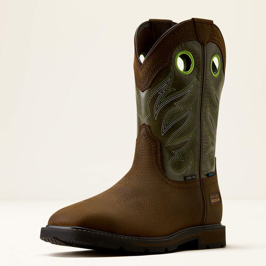 Ariat Men's Groundwork Waterproof Square Toe Steel Toe Work Boot - Brown - 10082099 - Overlook Boots