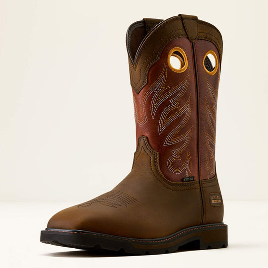 Ariat Men's Groundwork Wide Square Toe Steel Toe Work Boot - Brown - 10082160 - Overlook Boots