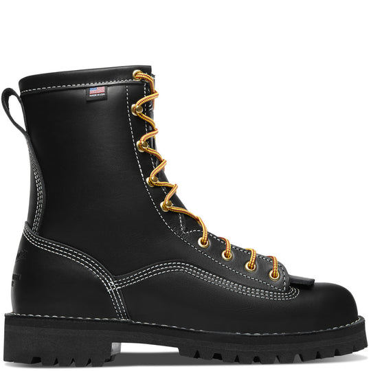 Danner Men's Rain Forest USA Made 8" Soft Toe Waterproof Work Boot Black 11500 - Overlook Boots