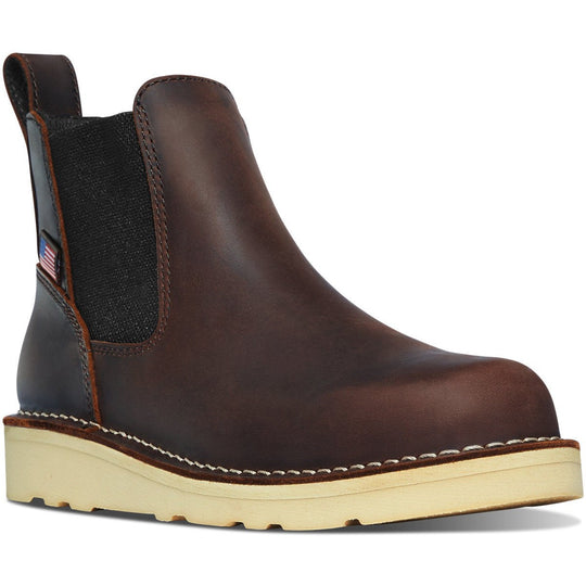 Danner Women Bull Run 5" Plain Toe Slip Resistant Work Boot -Brown- 15482 - Overlook Boots