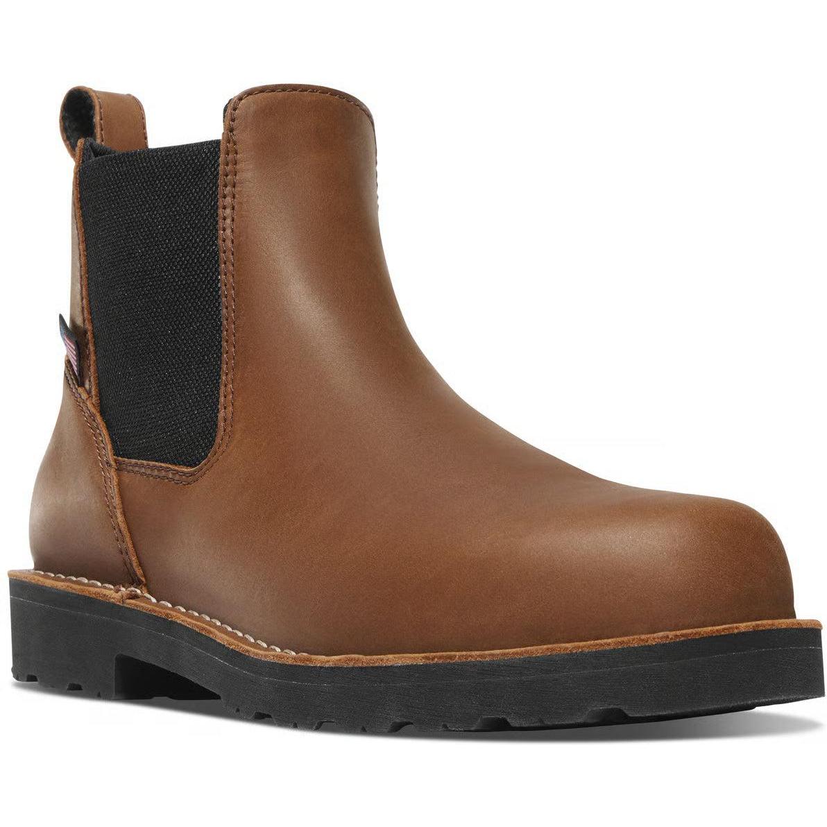 Danner Men's Bull Run 6" Plain Toe Slip On Work Boot- Tobacco- 15486 7 / Medium / Brown - Overlook Boots