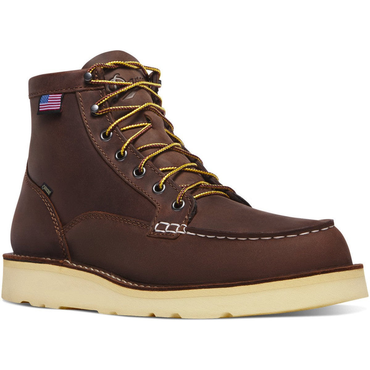 Danner Men's Bull Run GORE-TEX® 6" Plain Toe Waterproof Slip Resistant Work Boot -Brown- 15588 7 / Medium / Brown - Overlook Boots