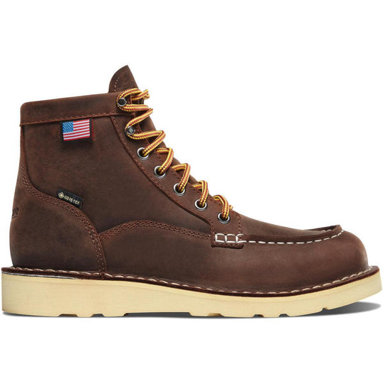 Danner Women's Bull Run GORE-TEX® 6" Plain Toe Waterproof Wedge Work Boot - Brown - 15594 - Overlook Boots