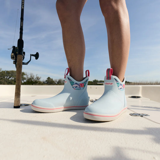 Xtratuf Ankle Deck Boot Women's 6" WP Outdoor Boot - Blue / Dolphin Floral - XWABGH21 - Overlook Boots