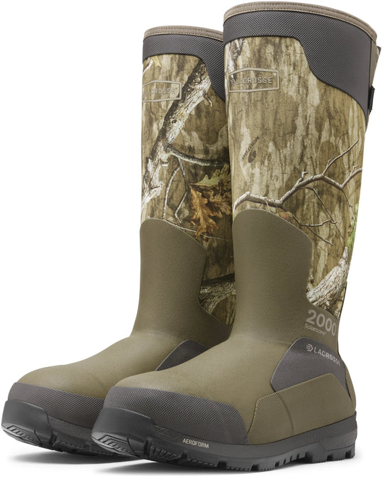 LaCrosse Men's Alphaburly Aero 17" 2000G Ins Waterproof Hunt Boot - Mossy Oak - 377004 - Overlook Boots