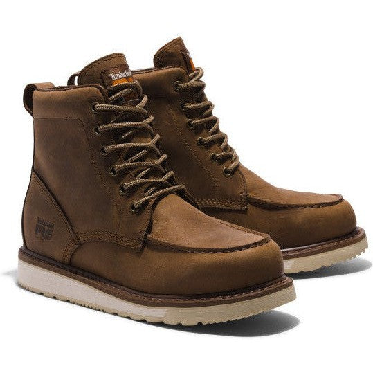 Timberland PRO Men's Wedge 6" Soft Toe Moc Toe Work Boot - Brown - TB1A5SXH214 7 / Medium / Brown - Overlook Boots