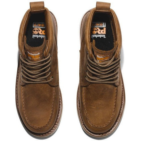 Timberland PRO Men's Wedge 6" Soft Toe Moc Toe Work Boot - Brown - TB1A5SXH214 - Overlook Boots