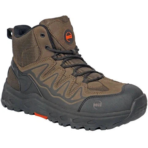 Hoss Men's Eric Hi Oblique Toe Slip Resistant Work Shoe - Brown 50239 7 / Wide / Brown - Overlook Boots