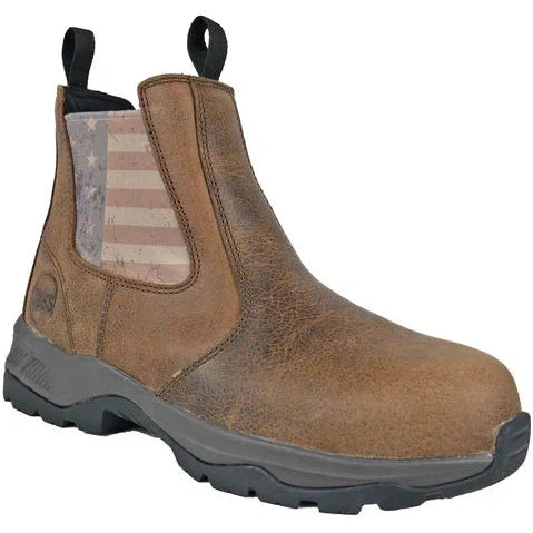 Hoss Men's Old Glory Composite Toe Slip Resistant Shoe - Brown 50411 7 / Medium / Brown - Overlook Boots