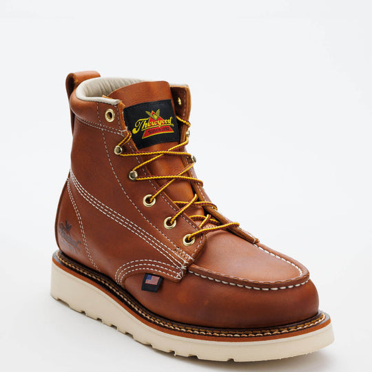 Thorogood Women's American 6" Moc Toe Wedge Work Boot -Tobacco- 514-4200 5 / Medium / Black - Overlook Boots