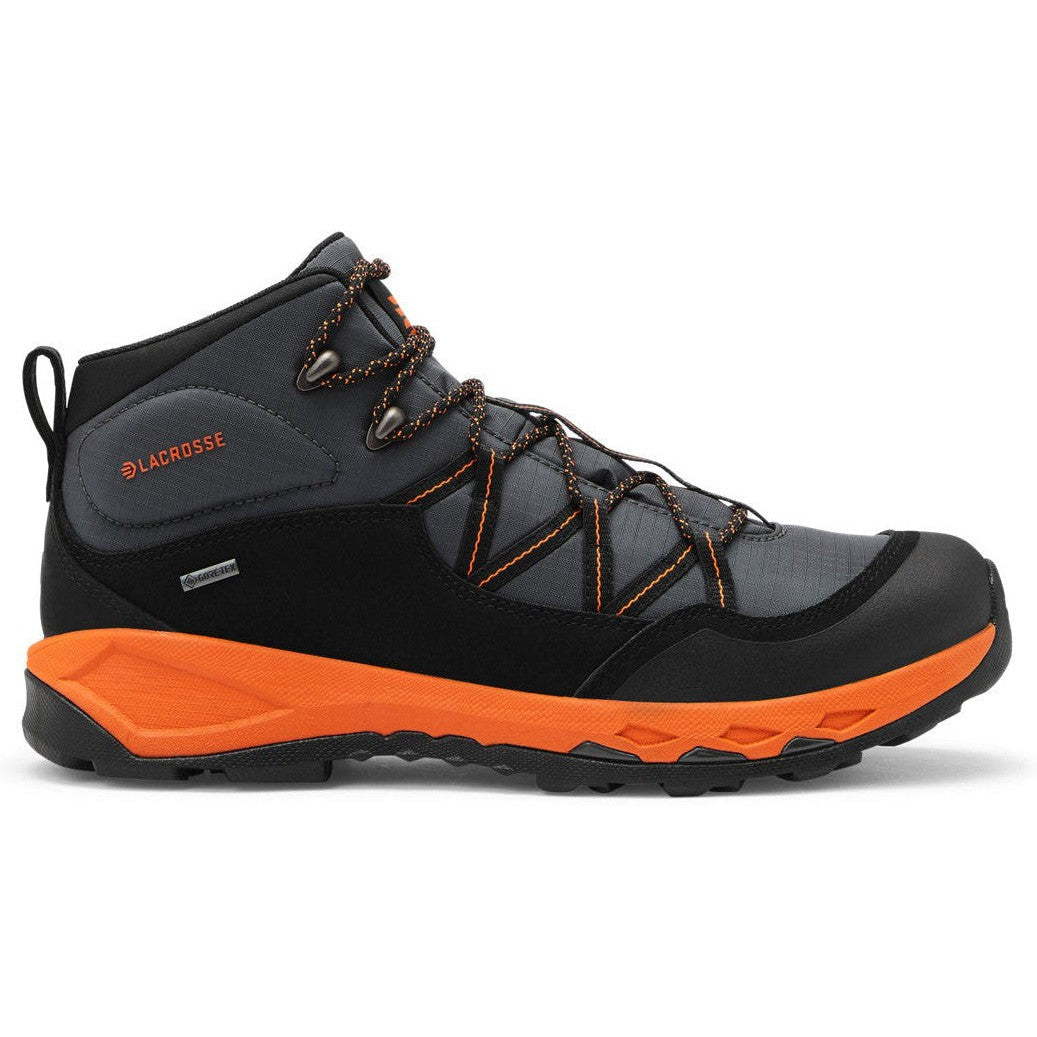 LaCrosse Men's San Juan Mid GORE-TEX® 4" Waterproof Hunt Boot - Gunmetal/Orange - 535812 7 / Medium / Black - Overlook Boots