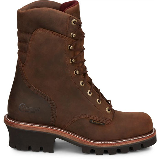 Chippewa Men's Super Dna 9" Plain Toe Waterproof Lace Up Work Boot -Brown- 59406 - Overlook Boots