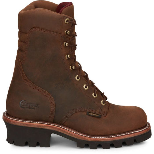 Chippewa Men's Super Dna 9" Plain Toe 400G Insulated Lace Up Work Boot -Brown- 59408 - Overlook Boots