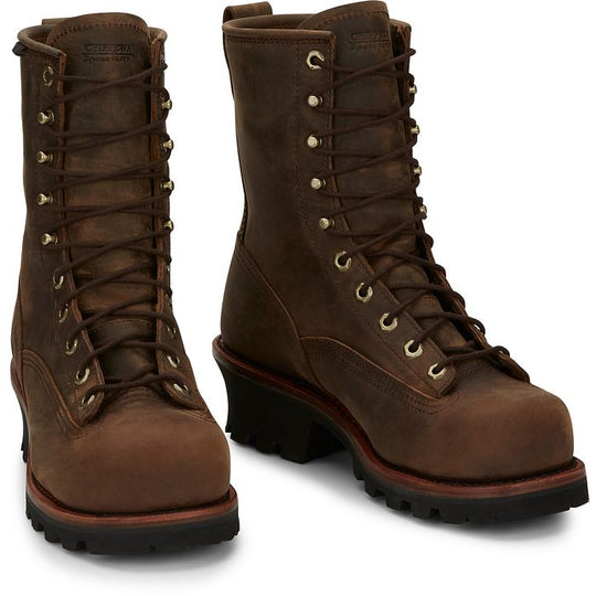 Chippewa Men's Paladin 8" Steel Toe Waterproof Logger Work Boot- Brown- 73101 - Overlook Boots