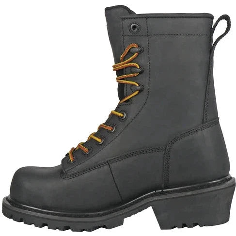 Hoss Men's Cross Cut 8" Composite Toe Waterproof Puncture Resistant Logger Work Boot - Black - 80114 - Overlook Boots