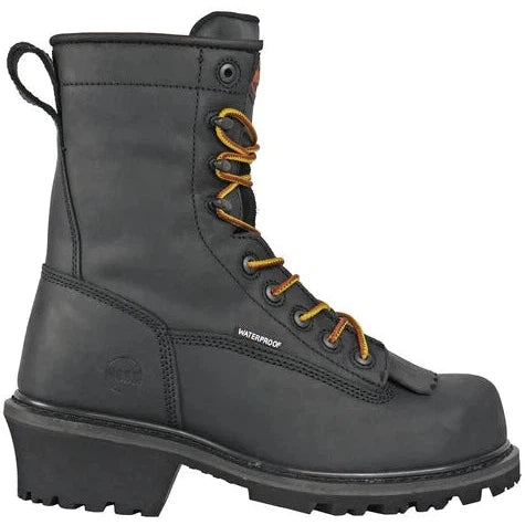 Hoss Men's Cross Cut 8" Composite Toe Waterproof Puncture Resistant Logger Work Boot - Black - 80114 - Overlook Boots
