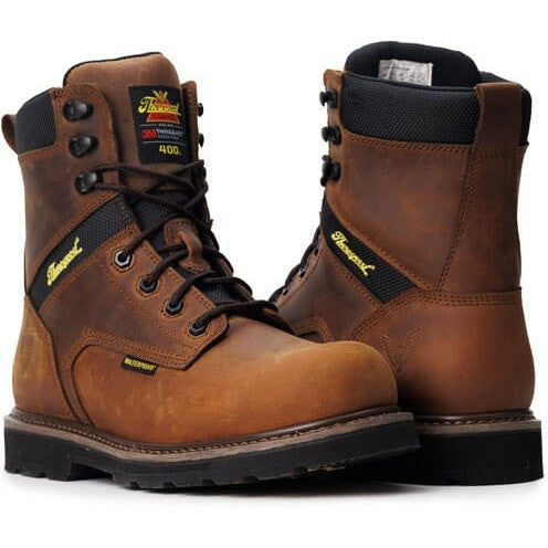 Thorogood Men's Jobsite 8" Safety Toe Waterproof 400G Work Boot -Horse - 804-4244 7 / Medium / Brown - Overlook Boots