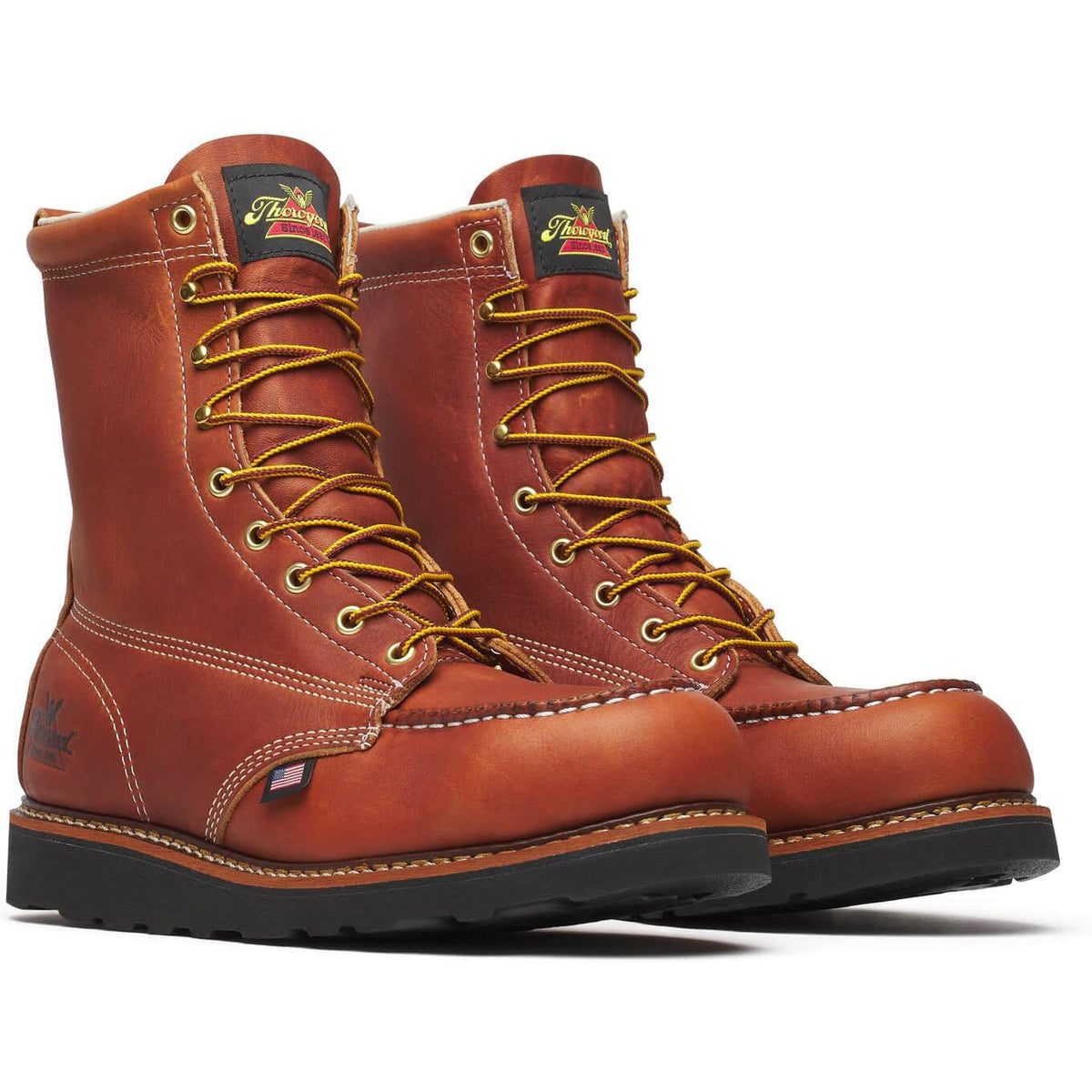 Thorogood Men's American Heritage 8" Steel Moc Toe BLK Wedge Work Boot - Brown - 804-4288 - Overlook Boots