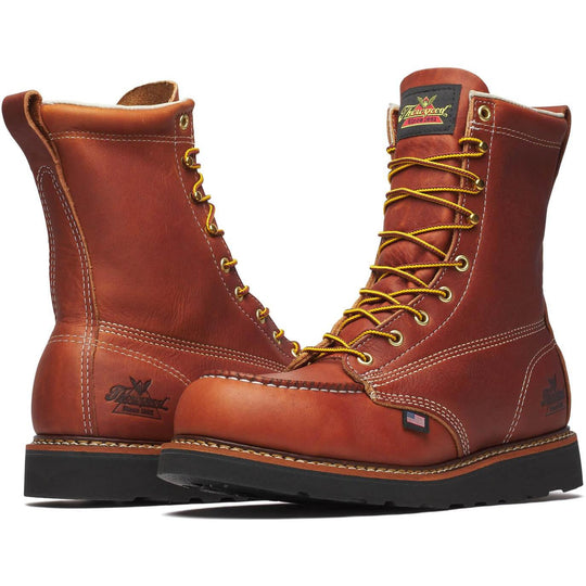 Thorogood Men's American Heritage 8" Steel Moc Toe BLK Wedge Work Boot - Brown - 804-4288 - Overlook Boots