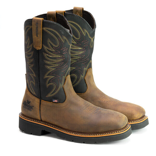 Thorogood Men's American Heritage 11" Steel Toe Waterproof Western USA Made Work Boot - 804-4330 7 / Medium / Brown - Overlook Boots