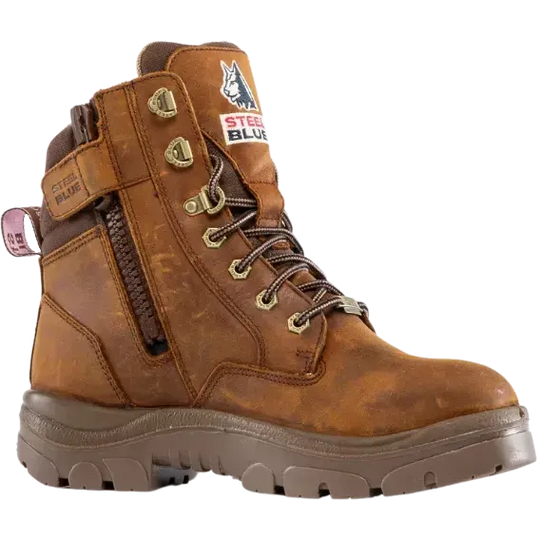 Steel Blue Women's Southern Cross Steel Toe Water Resistant Work Boot - Brown - 812859 5 / Wide / Distressed Brown - Overlook Boots