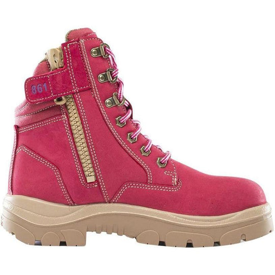 Steel Blue Women's Cross 6" Steel Toe Waterproof Side Zipper Work Boot -Pink- 812861 - Overlook Boots