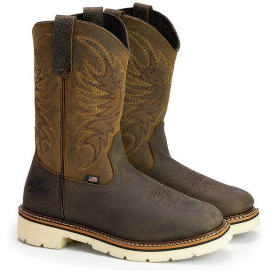 Thorogood American Heritage Bota Vaquera de Trabajo para Hombre, 11 Pulgadas, Punta Suave, Sin Agujetas, Hecha en EE. UU. - Crazyhorse - 814-4332