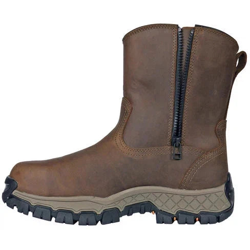 Hoss Men's Recon 8" Composite Toe Waterproof Slip Resistant Side Zip Work Boot - Brown - 84012 - Overlook Boots