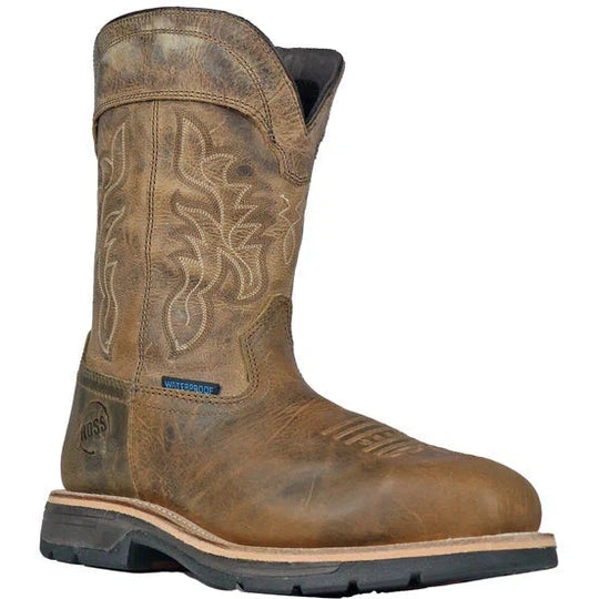 Hoss Men's Brisbee Composite Toe Waterproof Western Work Boot- Brown- 94050 7 / Medium / Brown - Overlook Boots