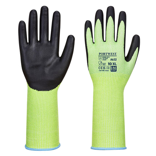 Portwest Extended Cuff Cut Glove (A645) - Green/Black - 12 Pack - A632 Small / Green / Olive - Overlook Boots