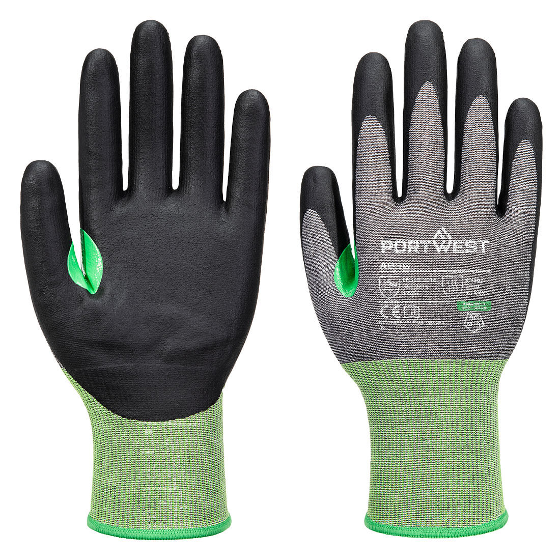 Portwest CS Cut C18 Nitrile Glove A3 - Gray/Black - 12 Pack - A636 X-Small / Black - Overlook Boots