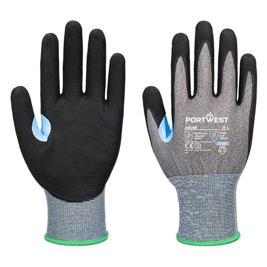 Portwest CS Cut D21 Nitrile Glove A4 - Gray/Black - 12 Pack - A648 X-Small / Grey - Overlook Boots