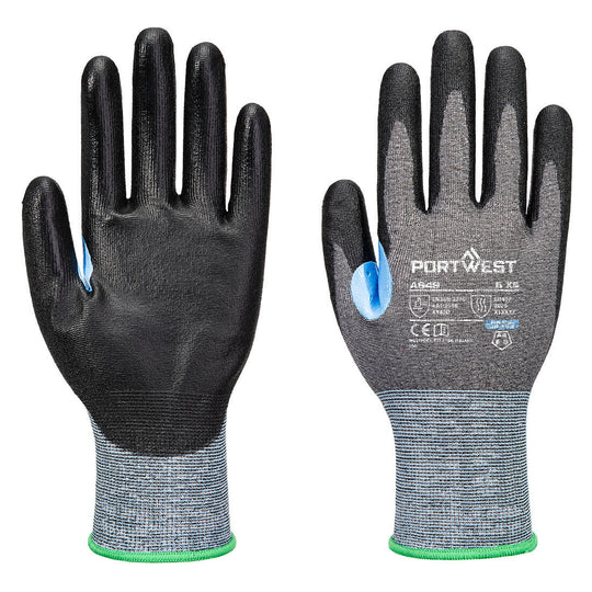 Portwest CS Cut D21 PU Glove A4 - Gray/Black - 12 Pack - A649 X-Small / Grey - Overlook Boots