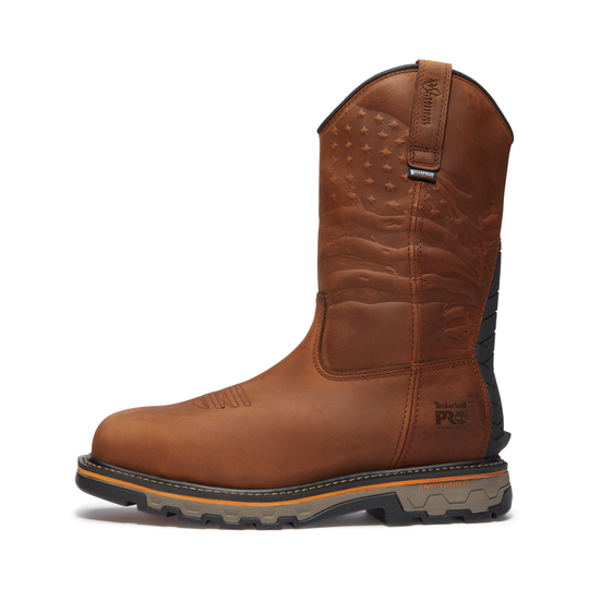 Timberland PRO Men's True Grit USA Composite Toe Waterproof Pull-On Work Boot - Brown - TB0A64CQEM4 - Overlook Boots