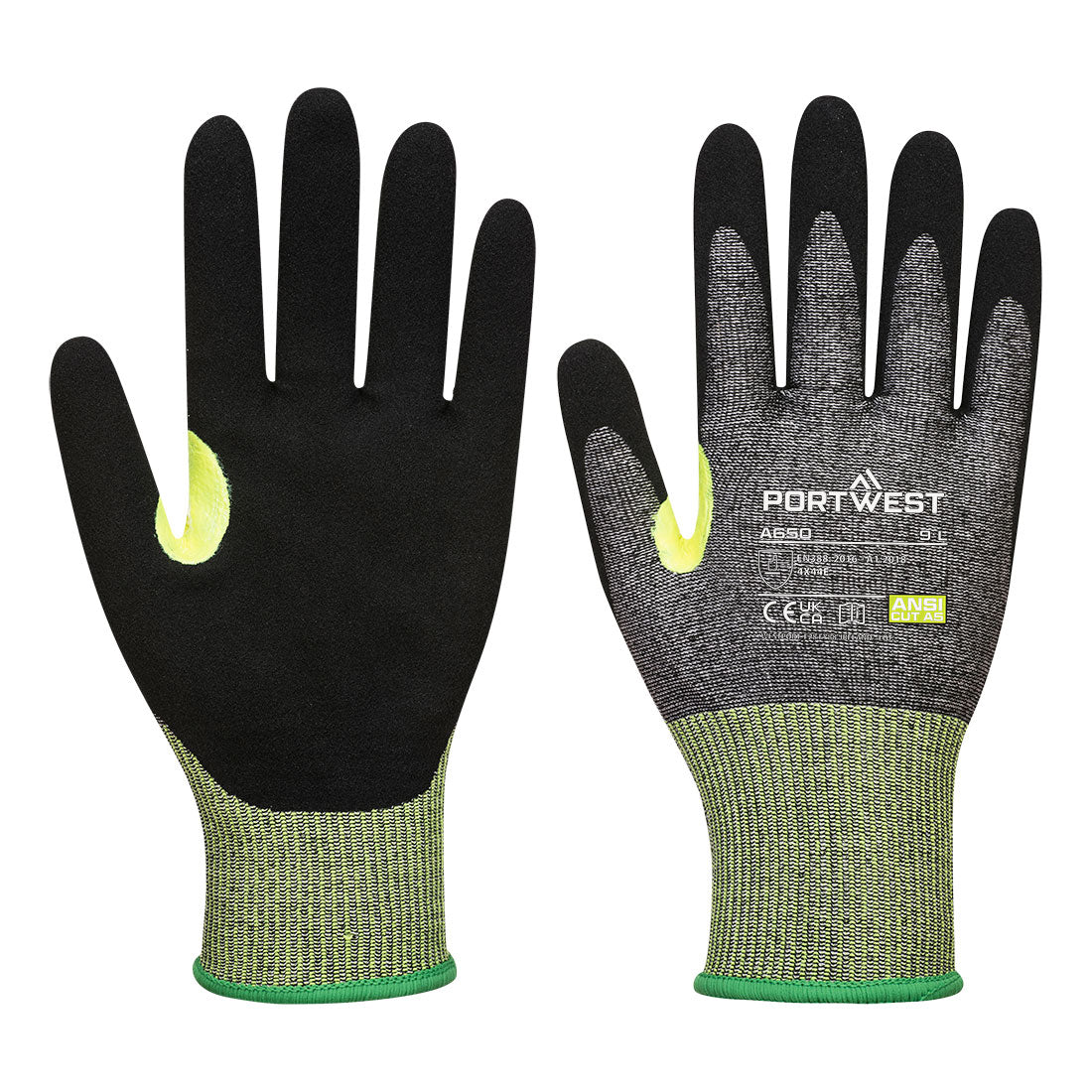 Portwest CS Cut E15 Nitrile Glove A5 - Gray/Black - 12 Pack - A650 X-Small / Grey - Overlook Boots